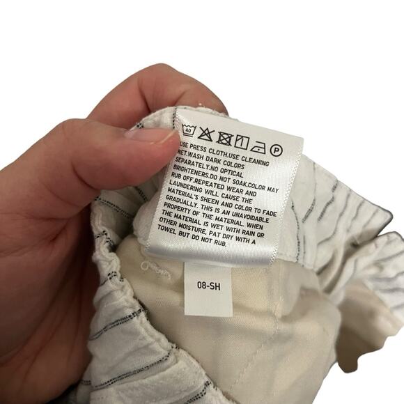 Uniqlo White Striped Linen Blend Pants High Rise Slim Straight Trousers Size M - Picture 14 of 14